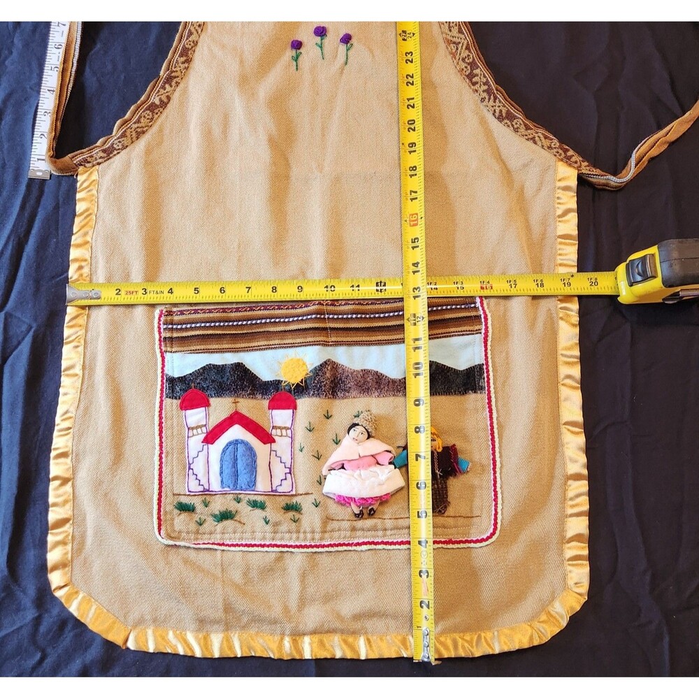 Unique Southwest Bib-style Apron With Front Pockets  Measurements In Photos